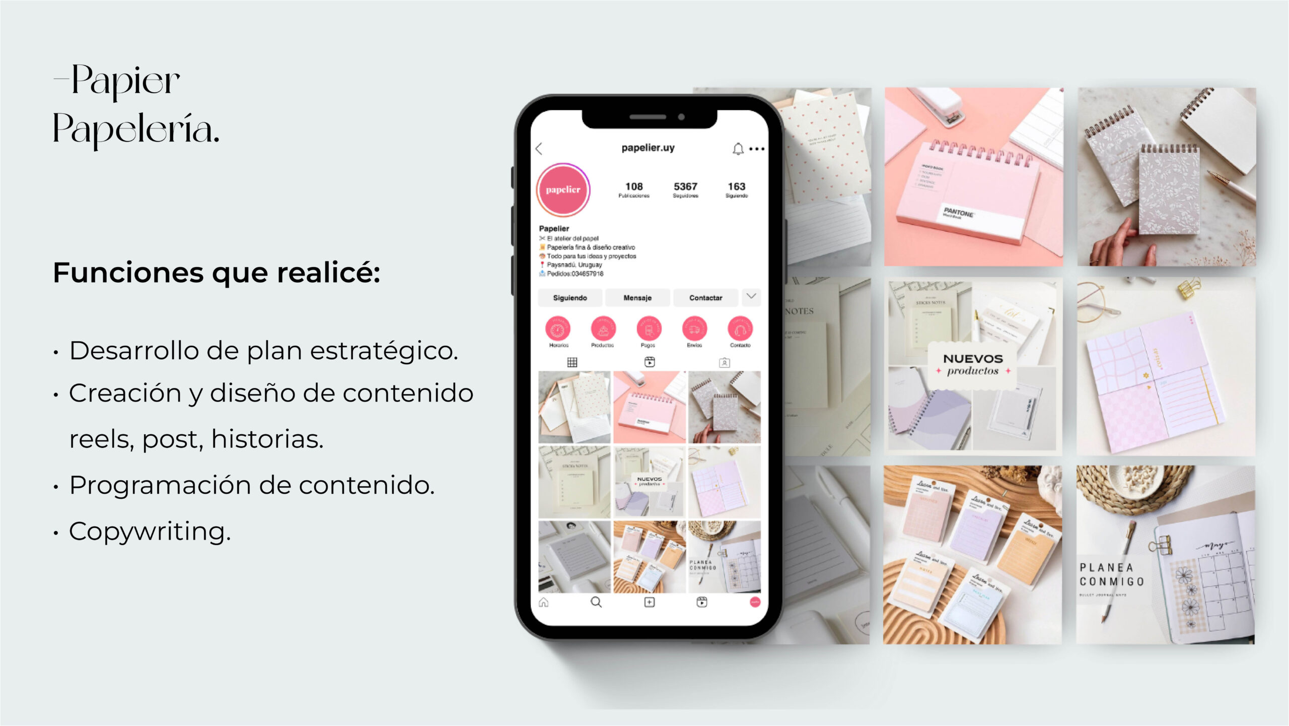 feed de instagram papeleria