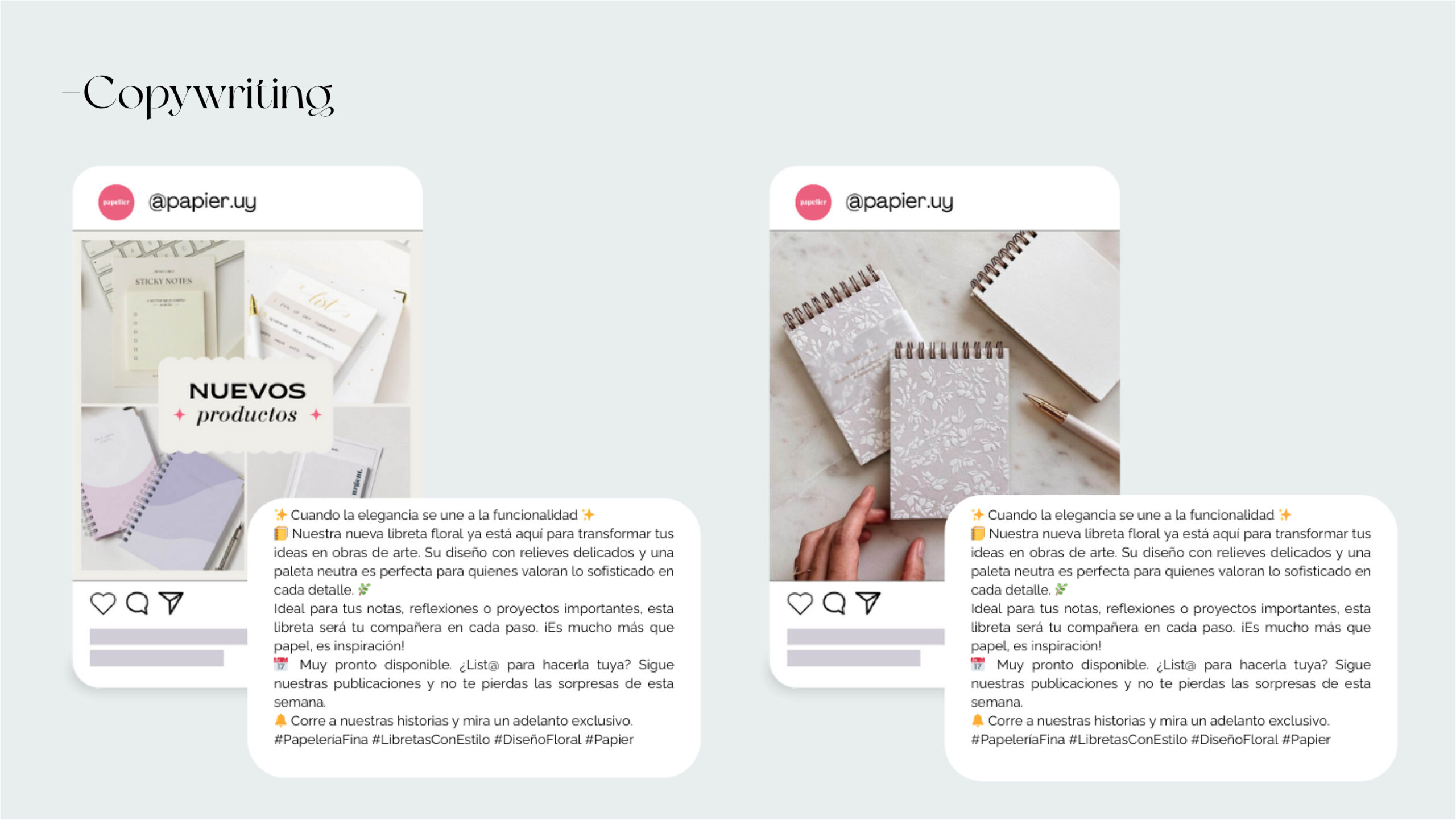 copywriting instagram papeleria